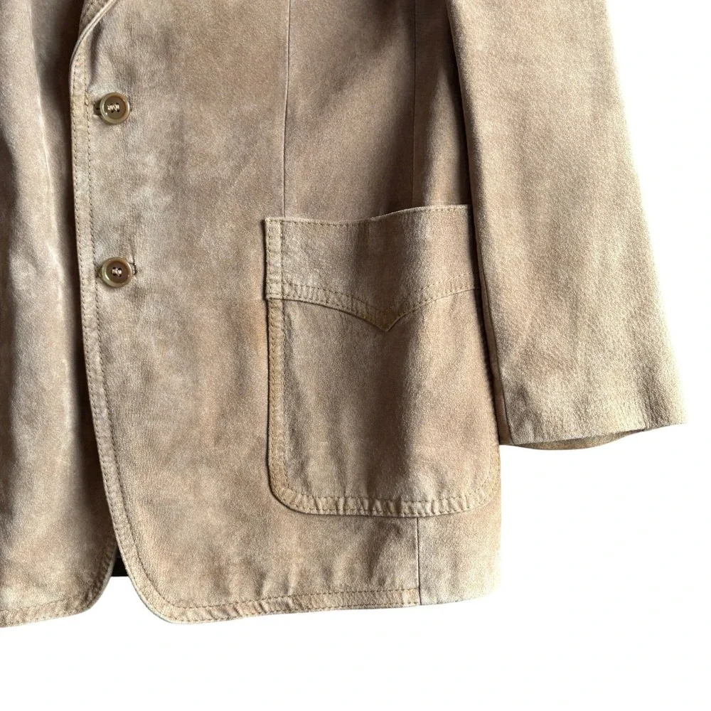 L. Virany Mens Vtg Tan Suede Leather Western Blazer Cowboy Core Coat  Size 42 L